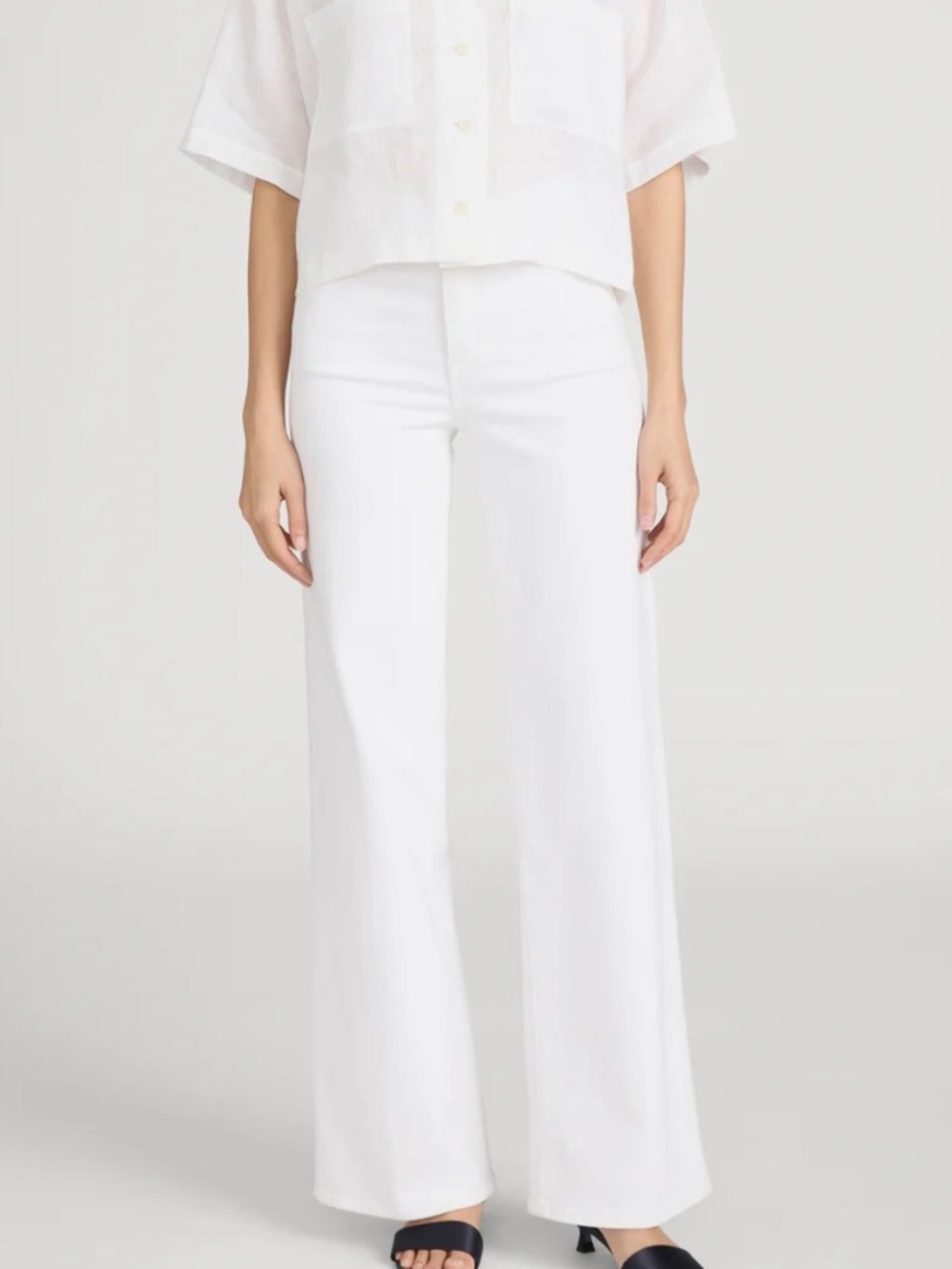 Frame Slim Palazzo White Jeans, Size 24